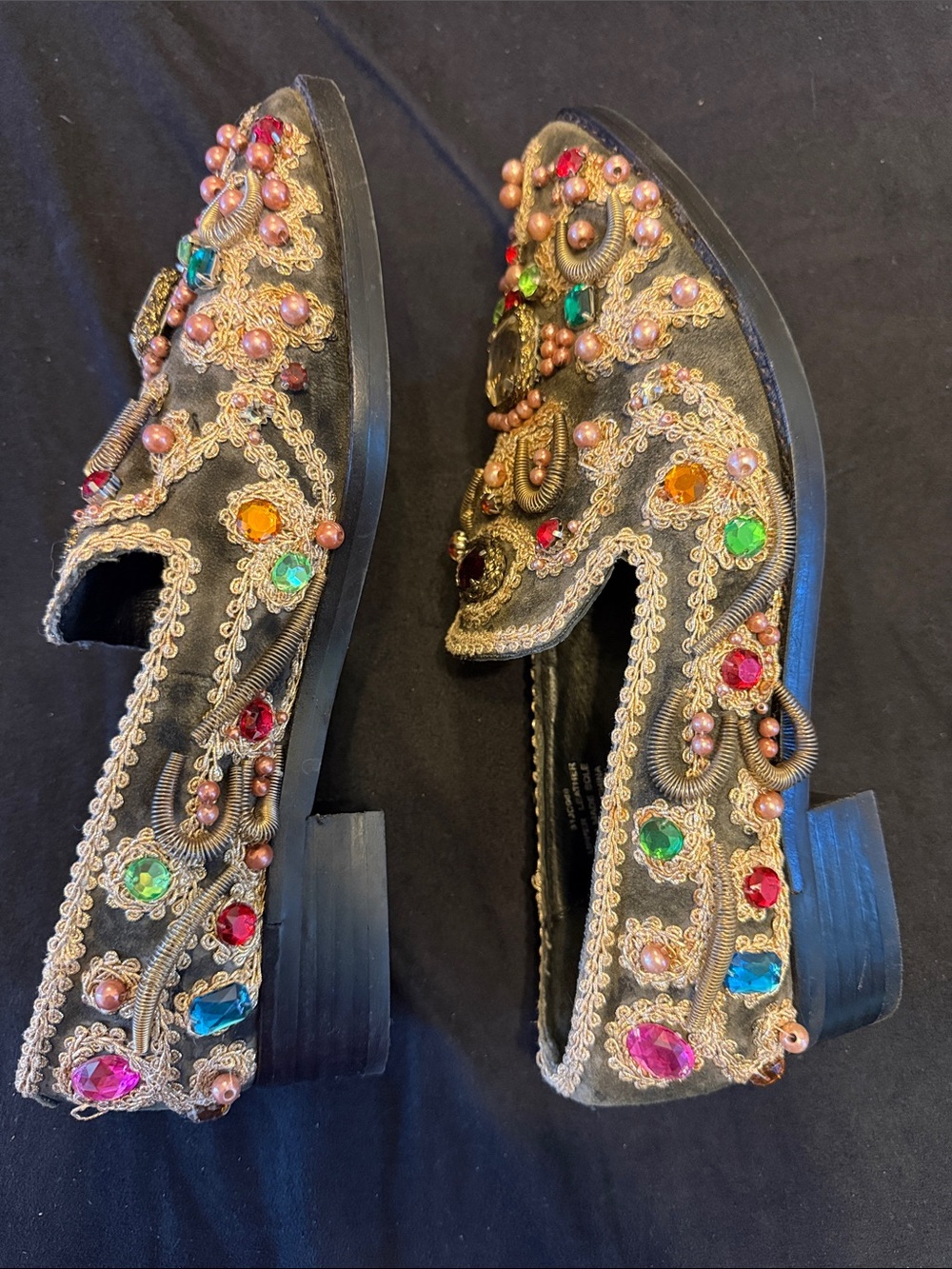 Jeffrey Campbell FREE PEOPLE HORATIO MULTI GOLD VELVET LOAFERS READ DESCRIPTION - Picture 5 of 9
